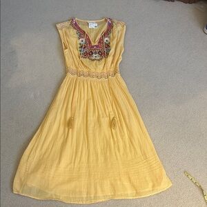 Women’s Yellow Embroidered Boho Dress